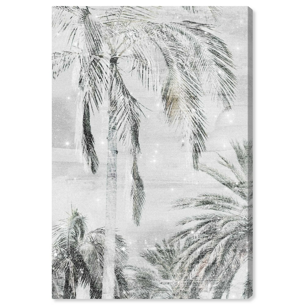 Wynwood Studio 'Palm Trees Neutral Sparkle' Floral and Botanical Wall
