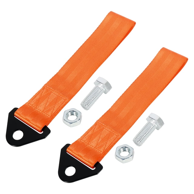 2Piezas Naranja Universal Coche Remolcar Remolque Gancho Parachoque Remolque Cinturón Correa