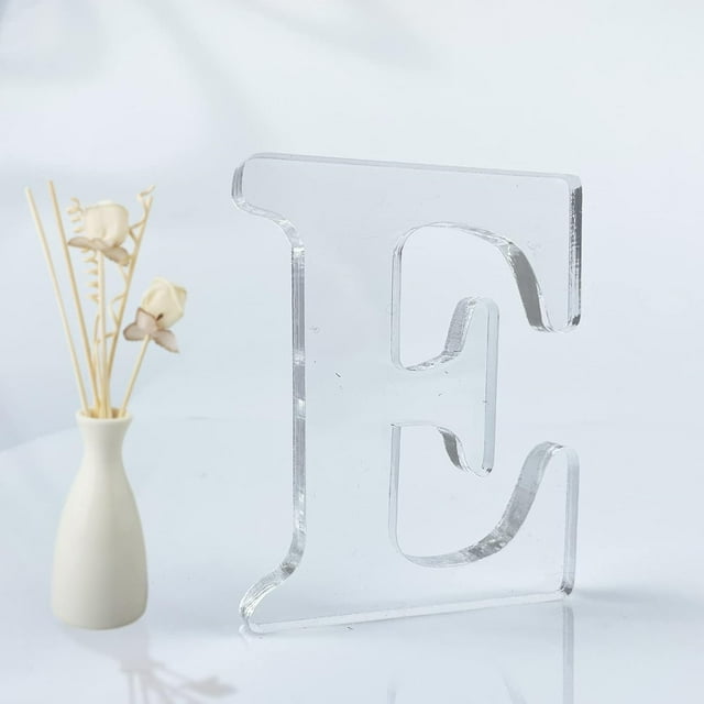 WOODOUNAI 4 Inch Designable Acrylic Letters Unfinished Acrylic Letter for Wall Decor Decorative Standing Letters Slices Sign Board Decoration for Craft Home Party Projects (E)