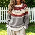 thumbnail image 2 of Sweater for Women Color Block Casual Relaxed Long Sleeve Tops Fall Winter Round Neck Pullover Blouse Daily Wear, 2 of 5