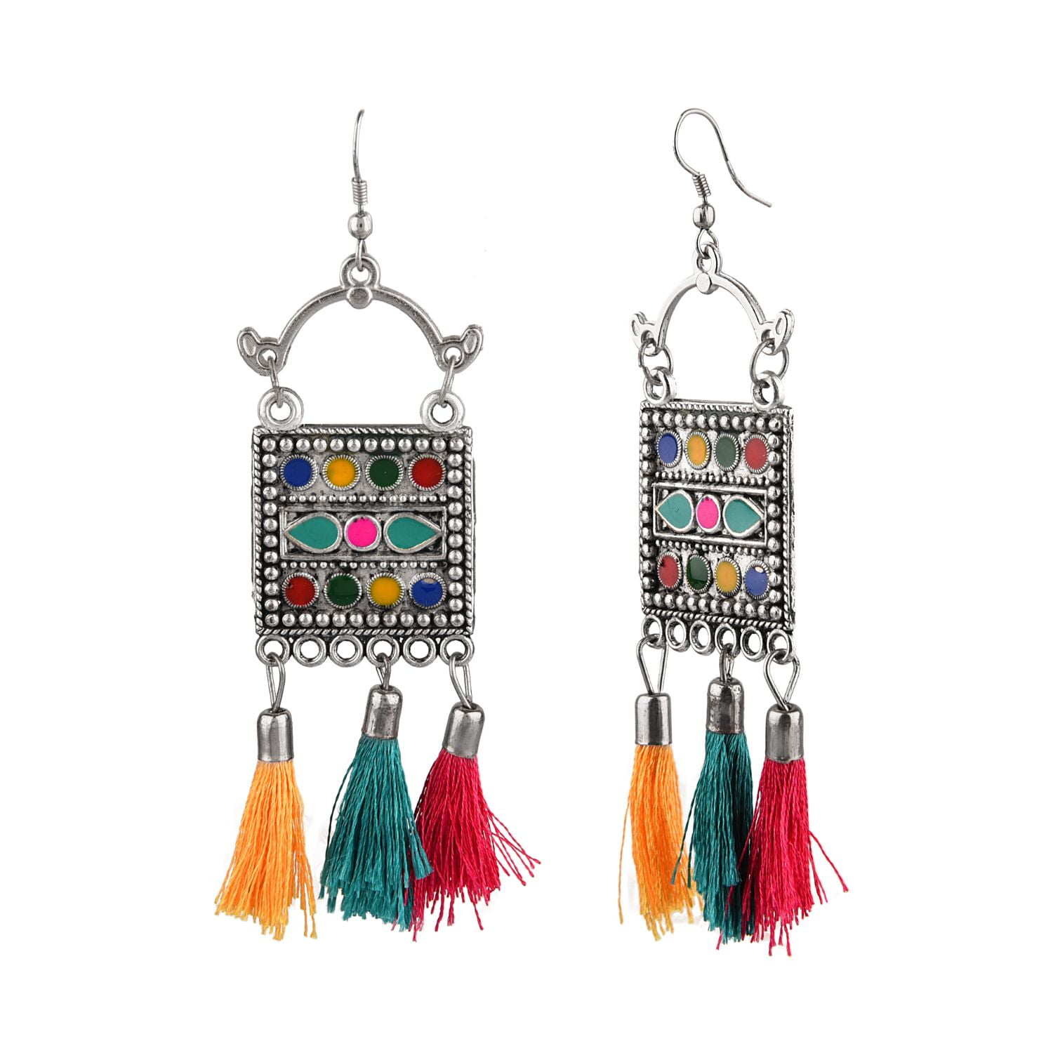 Buy online Silver-toned Oxidised Multicolor Beads Studded Handcrafted  Contemporary Earrings from fashion jewellery for Women by Chui Mui for ₹380  at 64% off | 2024 Limeroad.com