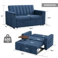 thumbnail image 2 of CHITOOMA 3 in 1 Pull Out Sofa Bed with Side Table, 68" Convertible Loveseat Sleeper Couch with Adjustable Backrest, Chaise Lounge with USB Ports & Side Pockets for Living Room Apartment, Blue, 2 of 14