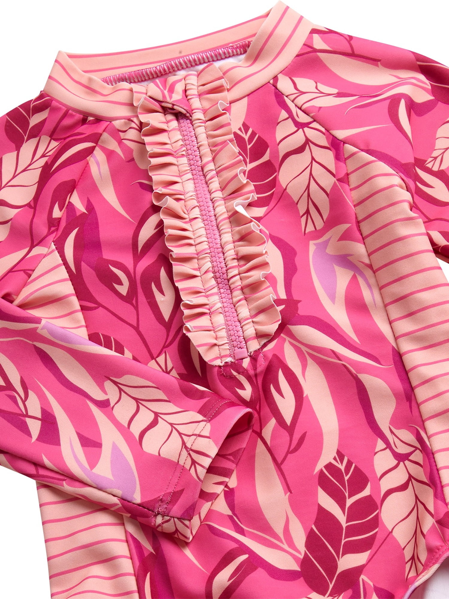 Jessica Simpson Toddler Girls' Rashguard Swimsuit with Hat, Sizes 12M-24M