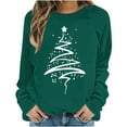 thumbnail image 4 of Nmnitkp Sweatshirt For Women Round Neck Christmas Printed Sweatshirt Long Sleeved Top Sweatshirt Green,XL, 4 of 5
