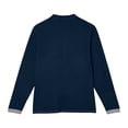 thumbnail image 5 of TOUMENY Men's Long Sleeve Shirts Casual Stand Collar Button Down Slim Fit Solid Knit Tops Business Work Soft Comfy Tee Navy XL, 5 of 6