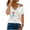 White 03, variant on Women's Cold Shoulder Tops Glitter V Neck Short Sleeve T-shirts Daisy Flower Print Cute Summer Clothes (3XL, Light Blue 02)