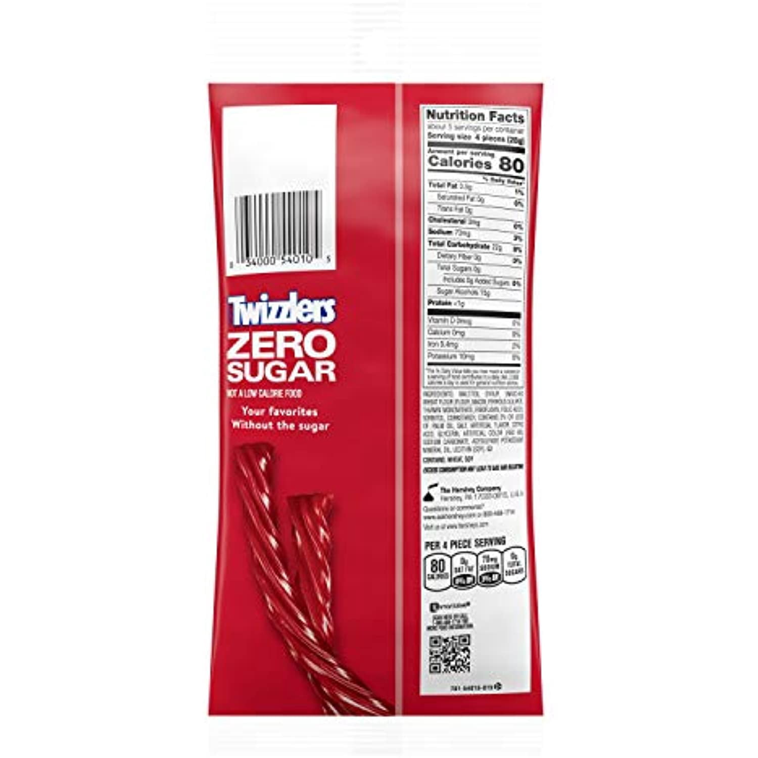 Twizzlers Zero Sugar Twists Strawberry Flavored Chewy Candy, Bulk Aspartame Free, 5 Oz Bags (12 Count)