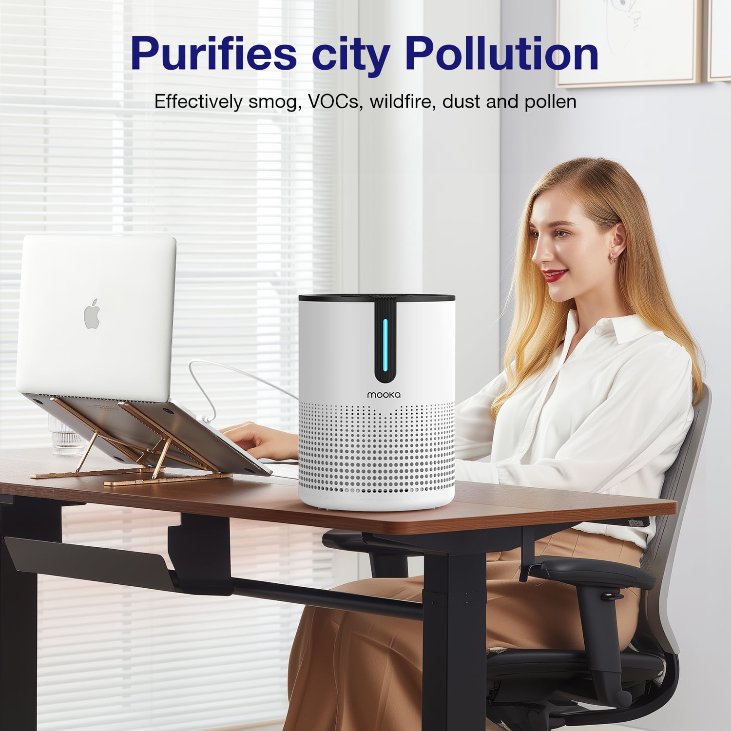 MOOKA 475 sq ft air purifier, filter, convenient energy-saving, silent operation air purifier, can remove odors, dust, mold, household, allergies, smoke