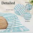 thumbnail image 6 of Teal Striped Coastal Throw Pillow Cover, Pillowcase Protectors with Zipper, Breathable Decorative Lumbar Pillow Case Cover, Nautical Beach Starfish Shell Pillow Shams for Couch Sofa 16x24Inch, 6 of 8