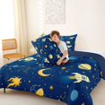 thumbnail image 4 of Manfei Cartoon Space Rockets King Size Comforter Sets,Cute Ringed Planets Comforters King Size,Blue Yellow,Navy Blue Reversible,3 Pieces,1 Comforter and 2 Pillowcases, 4 of 7