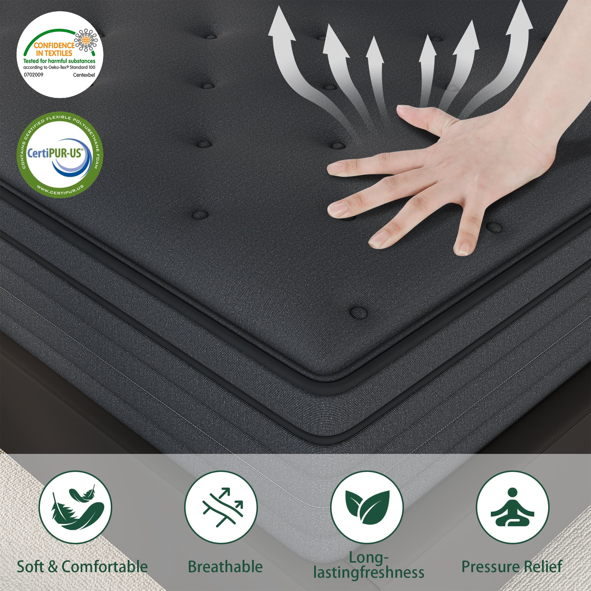 Mulinature 14inch King Mattress,Hybrid Mattresses Medium Firm in a Box