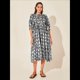 thumbnail image 5 of Vestido Midi Holgado Informal de Verano para Mujer, con Escote en V, Cordones, Media , Estampado Geométrico Bohemio Negro L, 5 of 9