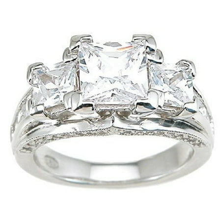 LaRaso & Co Vintage Antique Style Princess Cut High Quality Engagement (Best Quality Cz Engagement Rings)