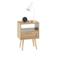 thumbnail image 5 of Algherohein Set of 2 Rattan Natural Finish Wood Nightstands 1 Drawer with Socket USB for Bedroom, 5 of 8