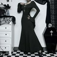 thumbnail image 2 of FEIFLY Elegant Women Slim Black Low Cut Long Fishtail Dress Bodycon Evening Gown For Formal Events – Sizes S XL Solid Color Festival Clothing, 2 of 9