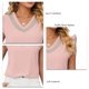 thumbnail image 5 of Blusa de gasa con cuello en V de encaje para mujer, manga corta con volantes, camisa de verano para el trabajo, citas, compras, fines de semana, casa, rosa, L, 5 of 6