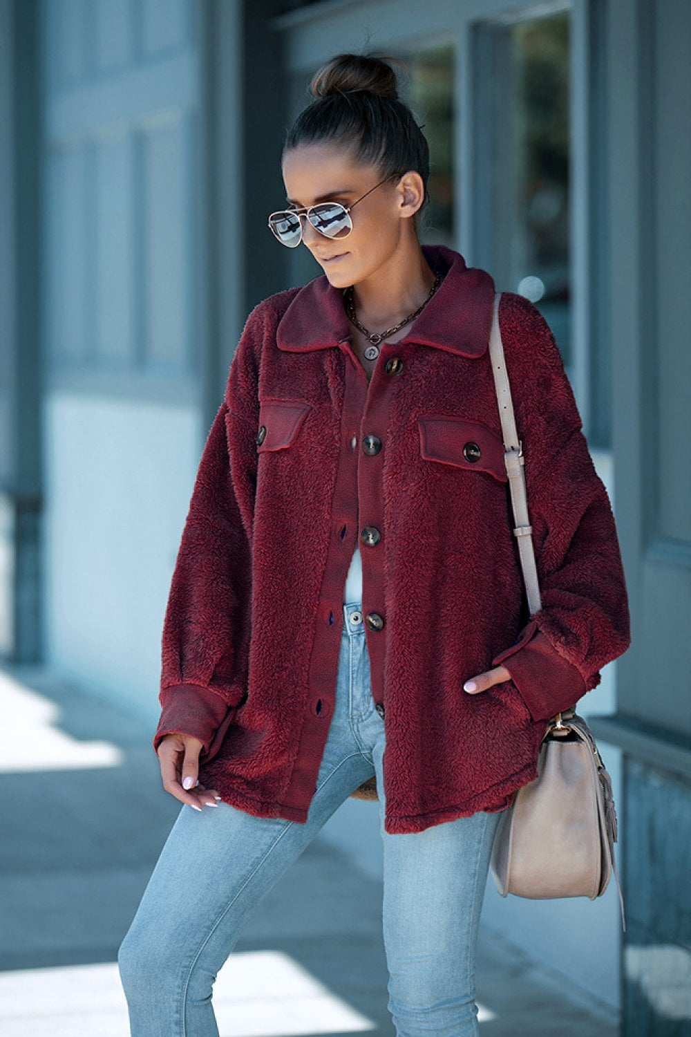 womens red suede biker jacket