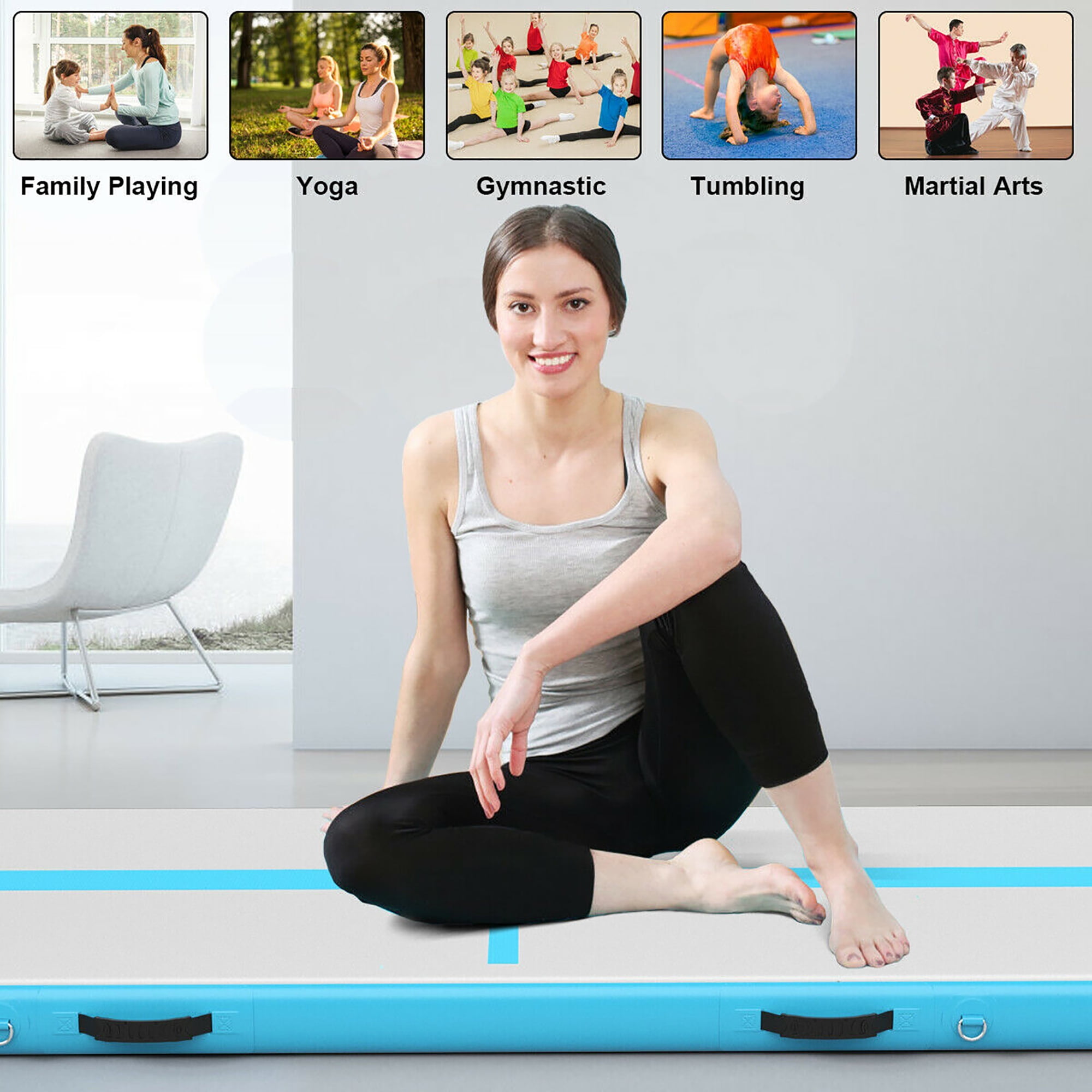 APPINC Inflatable Gymnastics Mat 10ft with Electric Air Pump Air Track Gym Air Track Tumbling Mat Tumble Track 