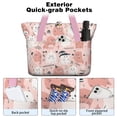 thumbnail image 2 of Tote Bag for Women - Pink Hued Cute Halloween Ghosts Pattern Shoulder Bag - Large Utility Work Duffle Bag with Zipper Handbag for Travel, Work, Sprots, 2 of 5