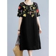 thumbnail image 5 of Vestido de verano con estampado floral para mujer, vestido midi de manga corta, elegante, informal, holgado, 2023, 5 of 5