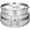thumbnail image 1 of LAICAIW Camping Cooking Pot Stainless Steel Pot 2pcs Camping Cookware Set Stainless Steel Pot Pan Cooking Set with Foldable Handles Mesh Carry Bag, 1 of 6