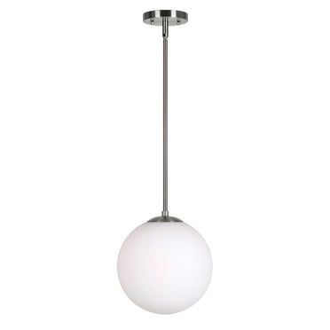 Aspen Creative 1-Light Pendant Light – Frosted Opal Glass & Warm Brass Finish, Adjustable Cord For Kitchen Island