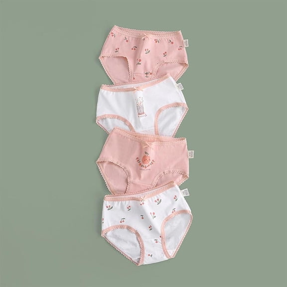 Bxsruta Girls' 4 Pack 95% Cotton Printed Underwear Elastic Waist Soft Breathable Briefs for Toddler and Big Kid Ages 2-13 Years