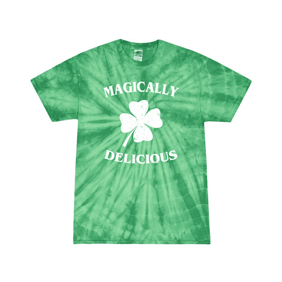 Trenz Shirt Company Funny St Patricks Day Magically Delicious Graphic Holiday Short-Sleeve Tiedye T-Shirt-Spider Kelly-5xl