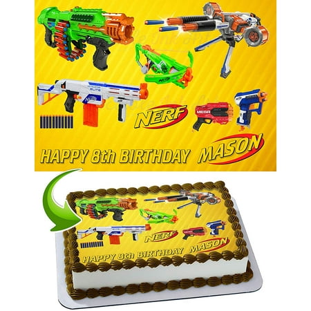 Nerf Toys Blaster Guns Edible Cake Image Topper Personalized
