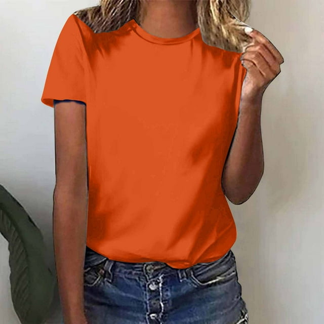 BVOFAR T-Shirts Légers d'Été pour Femmes Manches Courtes Col Rond Couleur Unie Coupe Ample Décontractée Tops 2025