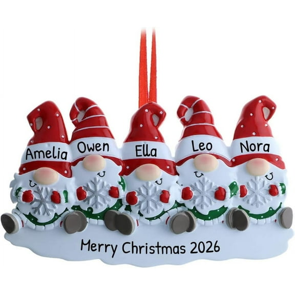 Personalized Family Christmas Ornament - Custom Ornament Family of 5 Christmas Ornament 2024 Customized Gnome Christmas Ornaments Family of 5 Gnome Ornament Family of Gnome Ornament