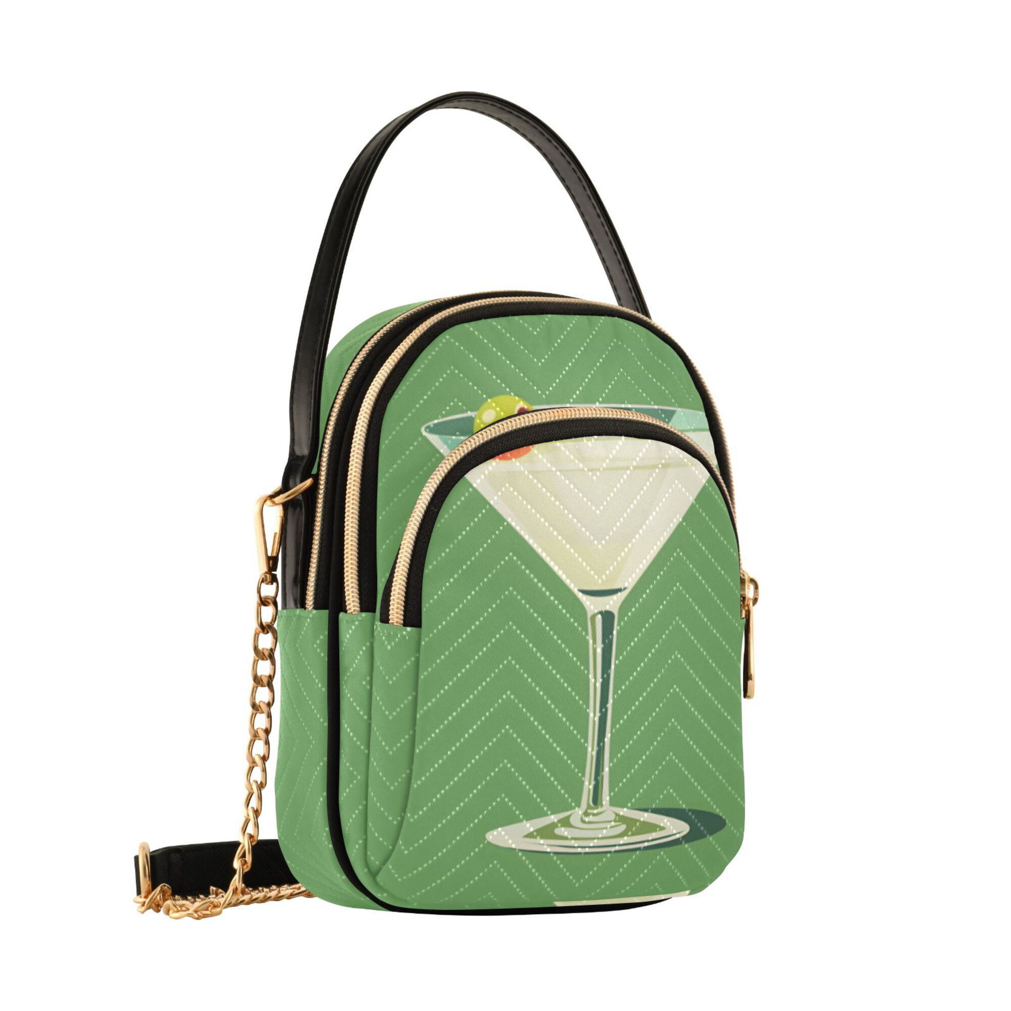 FORMRS Crossbody Bag for Women Quilted Travel Shoulder Cell Phone Purse with Chain Strap Handbag, Green Lemon Juice