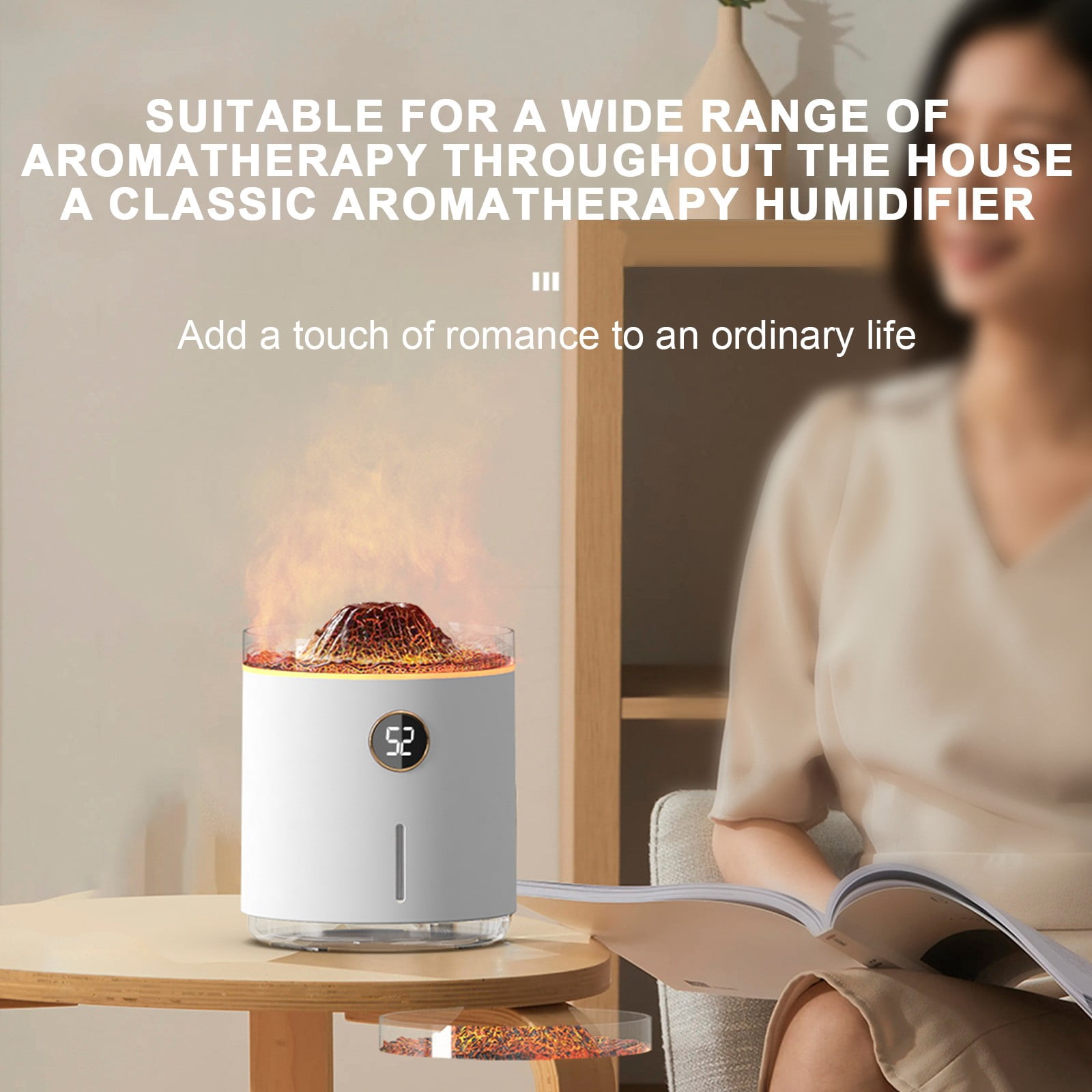 Dengmore Mini Portable Aromatherapy Diffuser Humidifier Humidifier Flame And Volcano Included 50ML Hotel Collection Essential Oil For Home Bedroom Large Room Gift