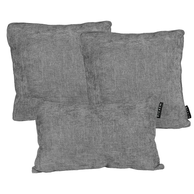 Set de 3 Cojines (1 Rectangular y 2 Cuadrados Grandes) Manhattan Gris Oscuro