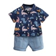 thumbnail image 1 of Toddler Boy Short Sleeve Button Down Shirt & Casual Shorts Set Summer Outfits, 1 of 5