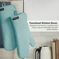thumbnail image 6 of KITCHENAID Gourmet Series Gridlines Oven Mitts 2-Pack Set, Heat Resistant up to 600°F, Soft Silicone Grip, Magnetic Cuff, Mineral Water Aqua, 7"x14", 6 of 7