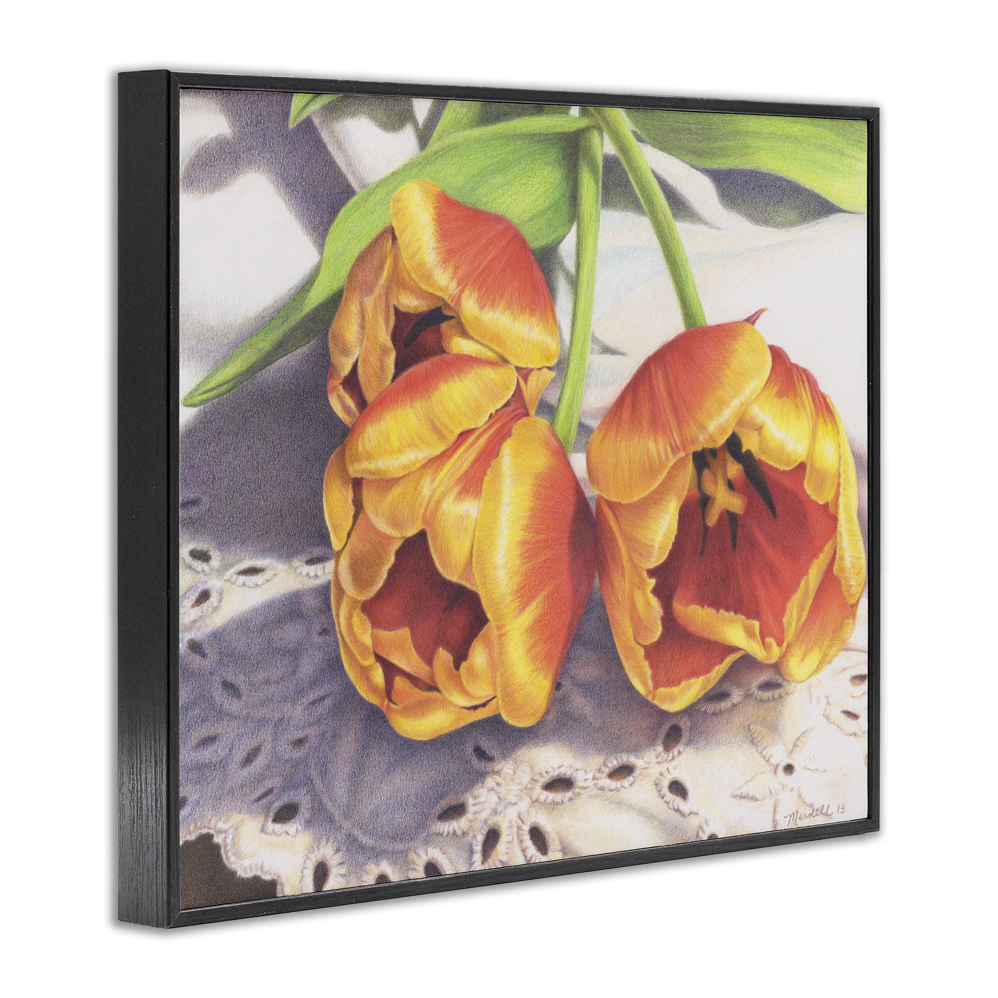 Stupell Industries Three Of A Kind Botanical & Floral Painting Black Framed Art Print Wall Art, 30 x 24