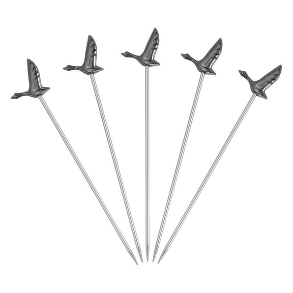 Uxcell 5 Pcs Stainless Steel Cocktail Picks, 4.1 Inch Martini Picks Fruit Sticks Metal Skewers Reusable for Drinks Olives Appetizers Fruit Decorative, Black (Bird)