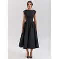thumbnail image 6 of Women'S Corset Midi Dress Casual Flowy A Line Boat Neck Wedding Guest Dresses with Pockets Black S, 6 of 9
