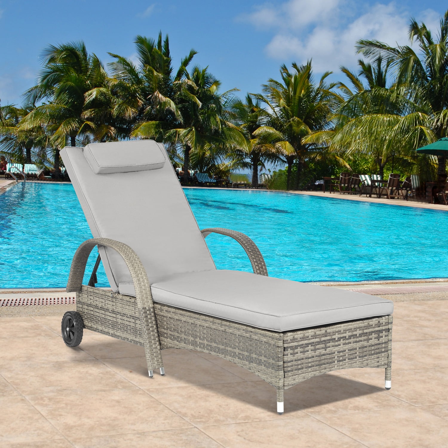 Chaise Lounge Outdoor Patio Wicker Pool Chaise Lounge Chair for Outside ...