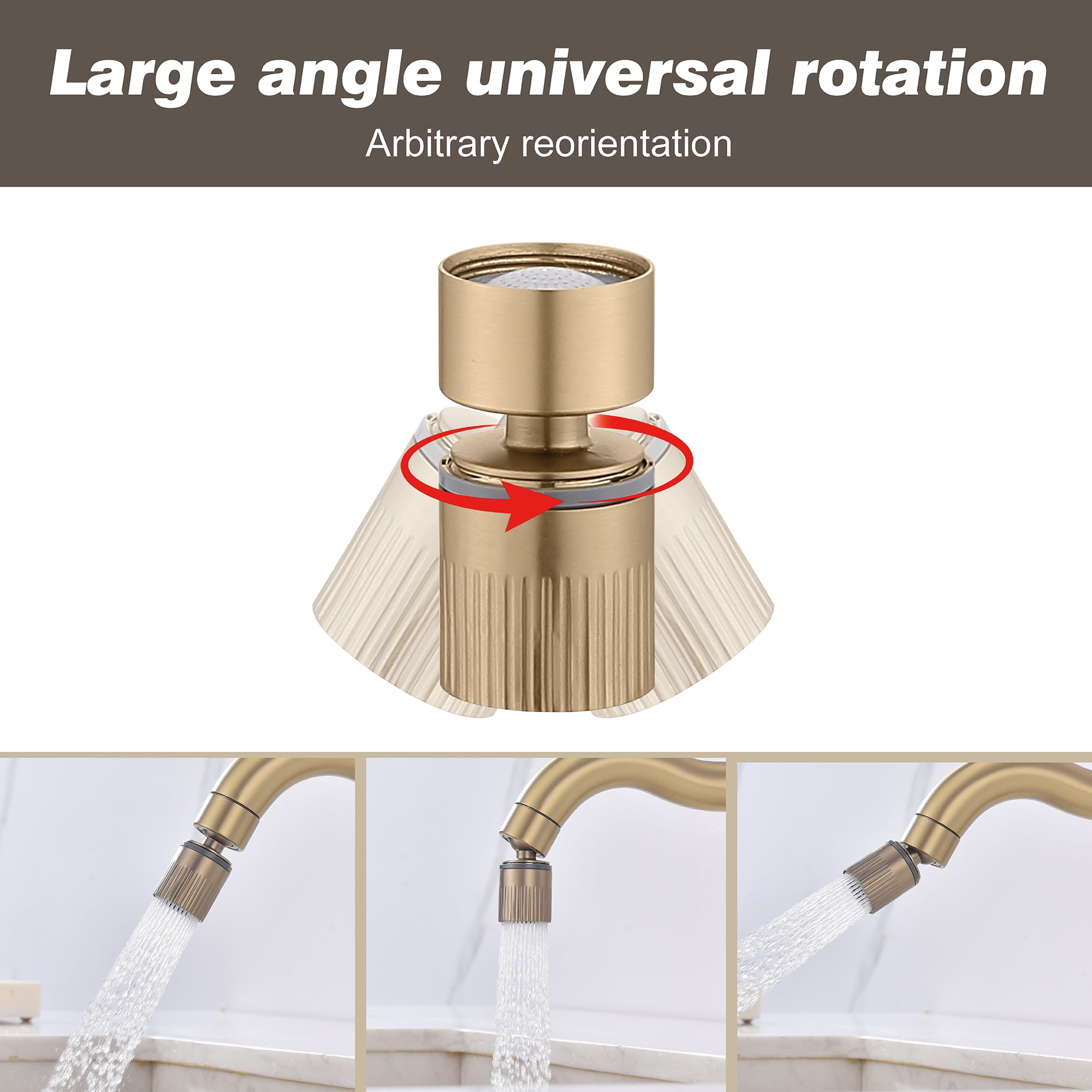 Brushed Gold Stainless Steel Single Lever Bathroom Vanity Sink Faucet with Extension Aerator for Washbasin Farmhouse Rv Vanity Lavatory  and Motorhome