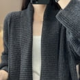 thumbnail image 6 of Women Sweater Coat Lapel Long Sleeve Open Front Knitting Cardigan with Large Pockets Solid Color Loose Fit Mid-length Outwear, 6 of 7