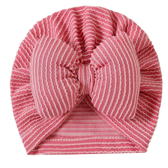 Bwndum Girls' Hot Pink Turban Hat with Large Bow - Soft Stretch Nylon Spandex Headwrap, One Size Fits All Kids, Chic Daily & Special Event Headwear,Size Free Size