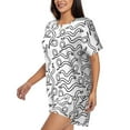 thumbnail image 2 of Naloa Hand Drawn Snake Women's Short-Sleeved Pajama Set, Loungewear, Summer pajamas, Breathable Cozy - Large, 2 of 9
