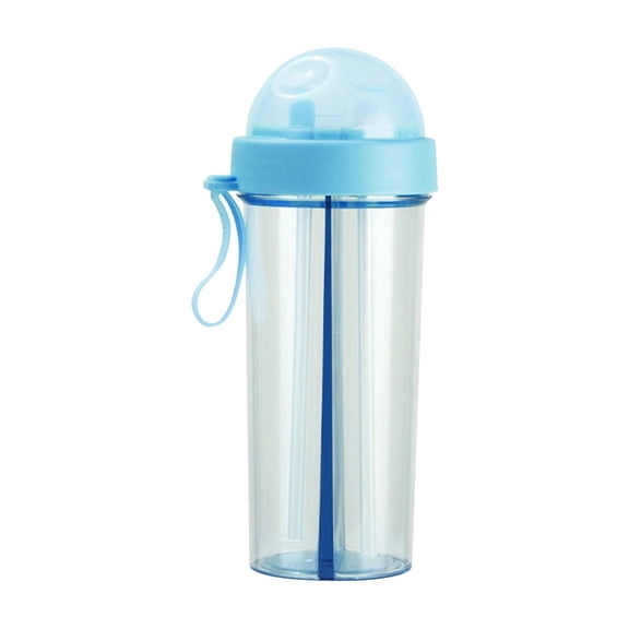 Creative Water Cup With Two Compartments For Two Different Drinks And Two Straws, Couple Outdoor Drinking Cup For Camping Hiking Backpacking Travel 600Ml