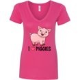 thumbnail image 3 of Inktastic I Love Piggies Cute Pig Women's V-Neck T-Shirt, 3 of 5