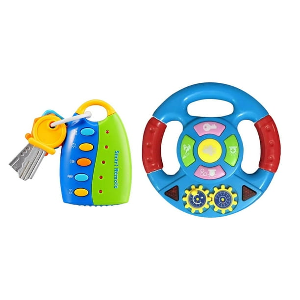 Juguete de volante de simulación, aprendizaje interactivo y juguetes de llaves remotos con música y luz para niños de 1, 2, 3, 4 y 5 años