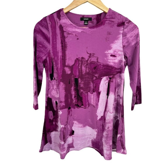 Alfani Women's Blouse Elements 3/4 Sleeve Eroded Essence Round Neck Size PL