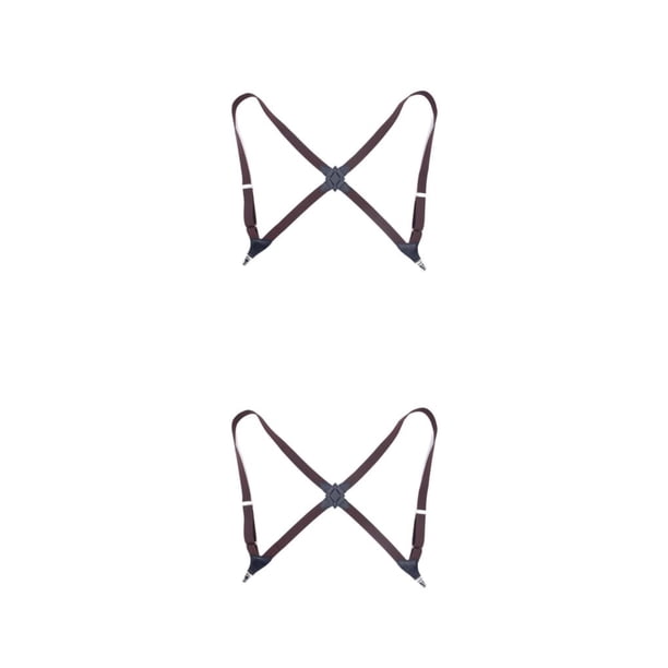 Minnieouse Unisex Brace Reemplazo de moda Coreano Easy Matching Adultos Portable Elástico Back Braces con 2 Clips Coffe Café 2piezas
