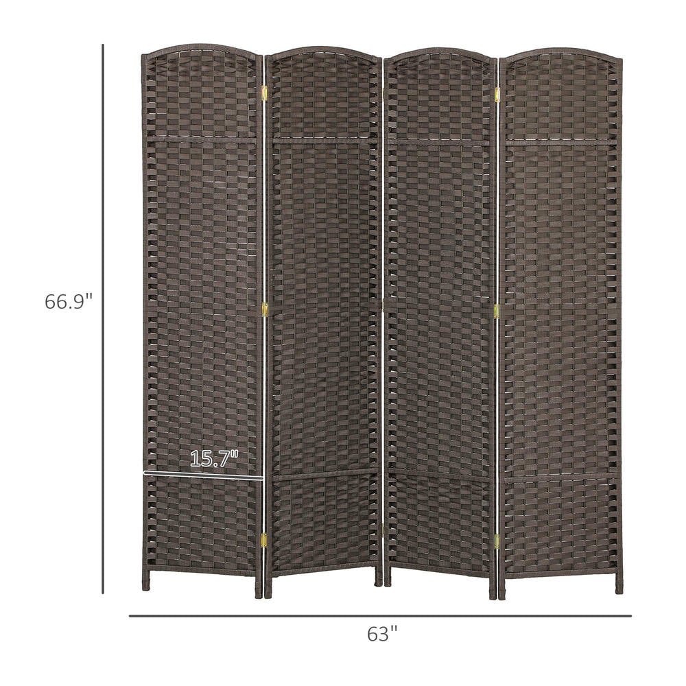 Resenkos 4-Panel 5.6' Tall Folding Room Divider - Freestanding Privacy Screen for Home Office, Brown